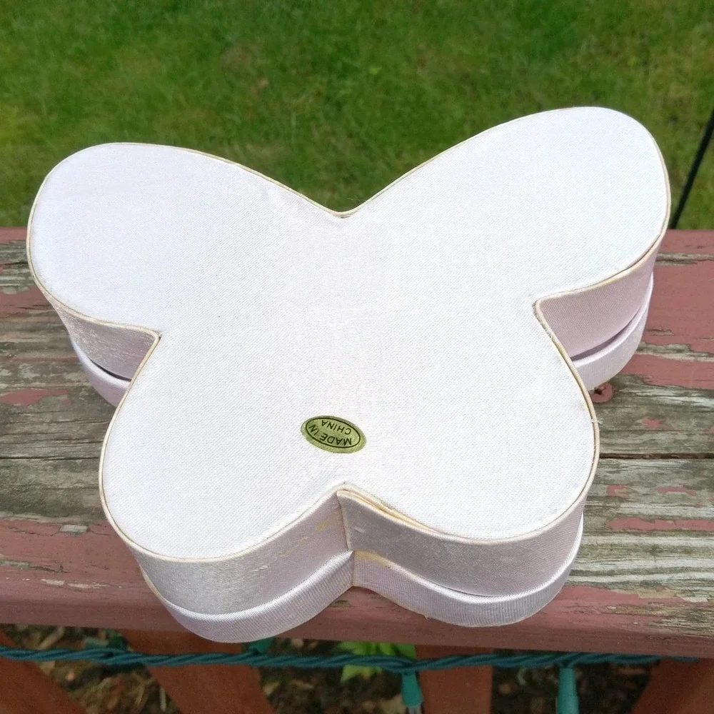 Vintage Sequined Top Butterfly Box‎ Jewelry Trinket